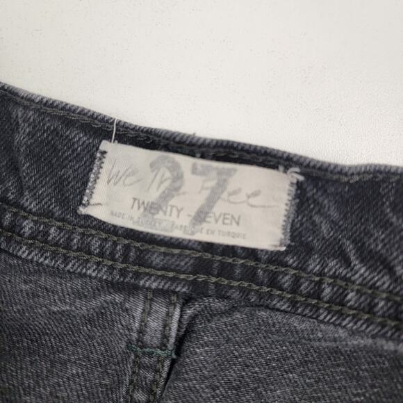 We The Free High Waisted Wide Leg Crop Jeans Womens 27 Black Button Fly Flare - Picture 4 of 14